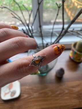 Sterling Silver Teardrop citrine Ring - Women's Boho Jewelry